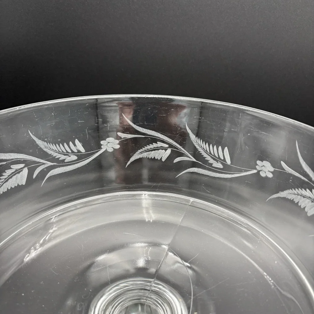 Riverside Glass Compote Thumbprint Band‎ Clear EAPG Antique
